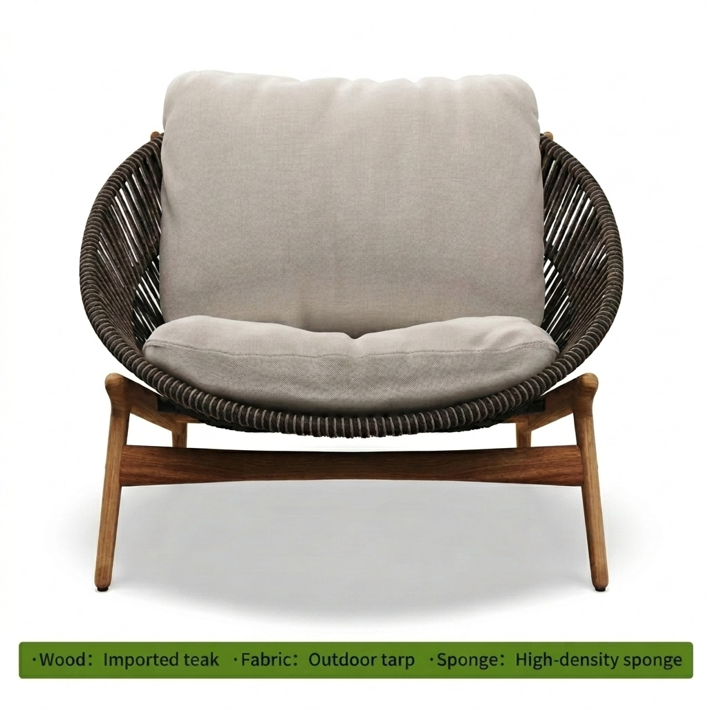 Outdoor rounded solid wood sofa