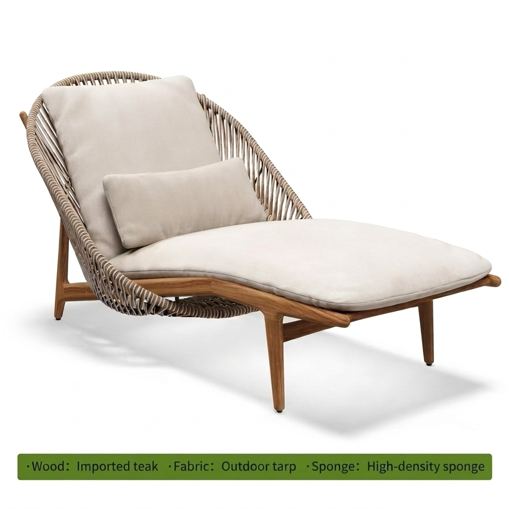 Outdoor rounded solid wood sofa