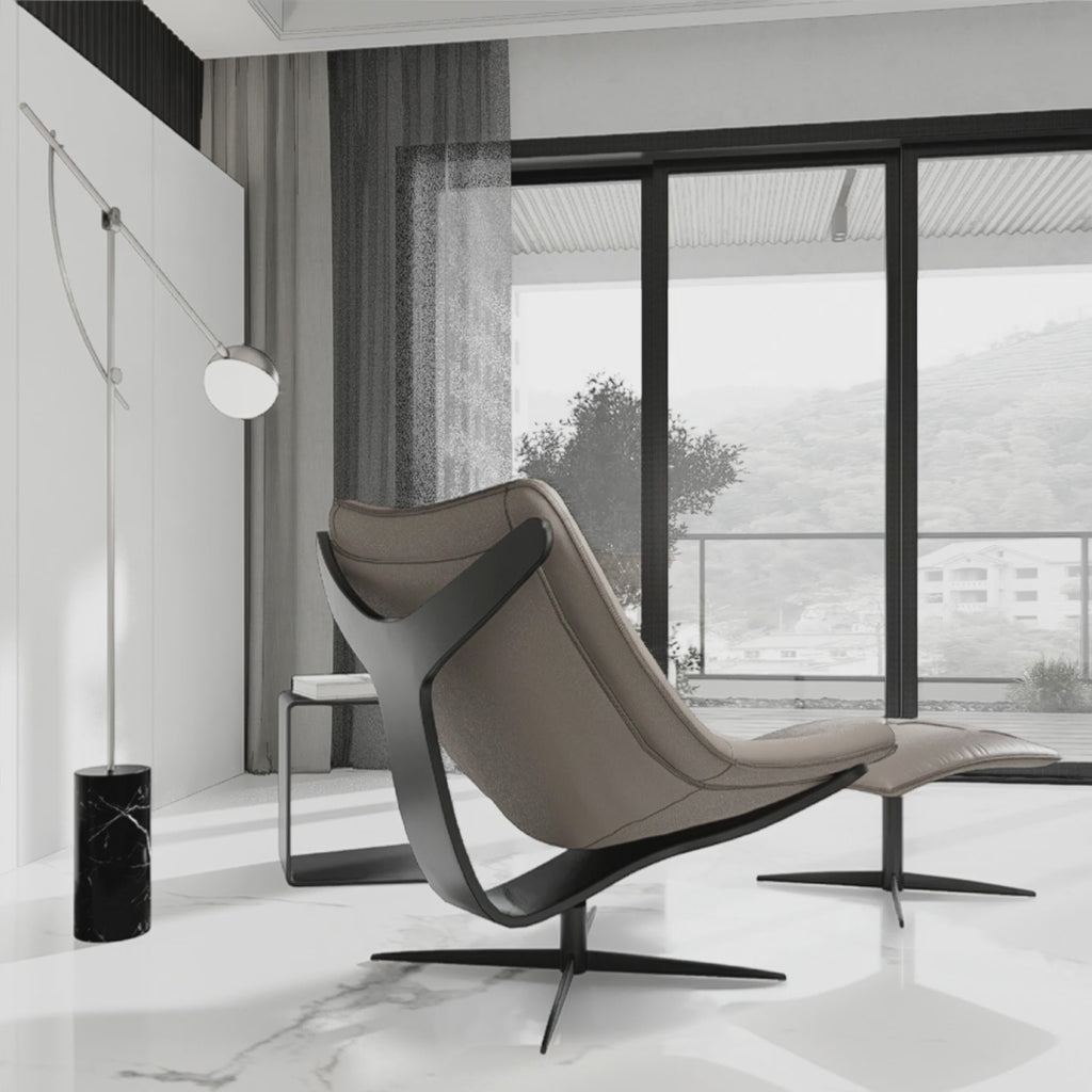 Dolphin Lounge Chair & Ottoman – Premium Modern Leather Relaxing Set